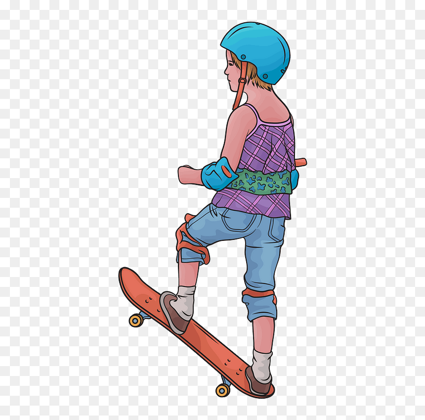 Little Girl Skateboarder Clipart - Skateboard Wheel, HD Png Download - skateboard silhouette png