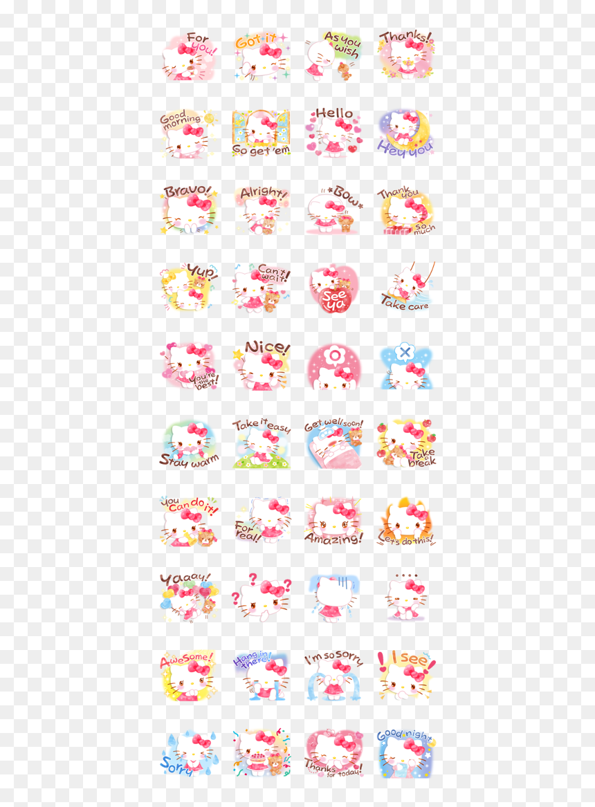 Hello Kitty"s Wonderful Watercolor Line Sticker Gif - Hello Kitty's Wonderful Watercolor, HD Png Download - hello my name is sticker png