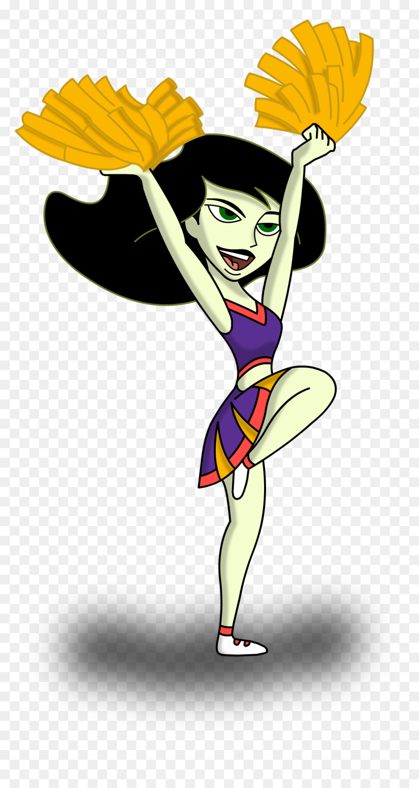 Free Download Cheerleader Clipart Black And White - Kim Possible Cheer Outfit, HD Png Download - cheerleader clipart png