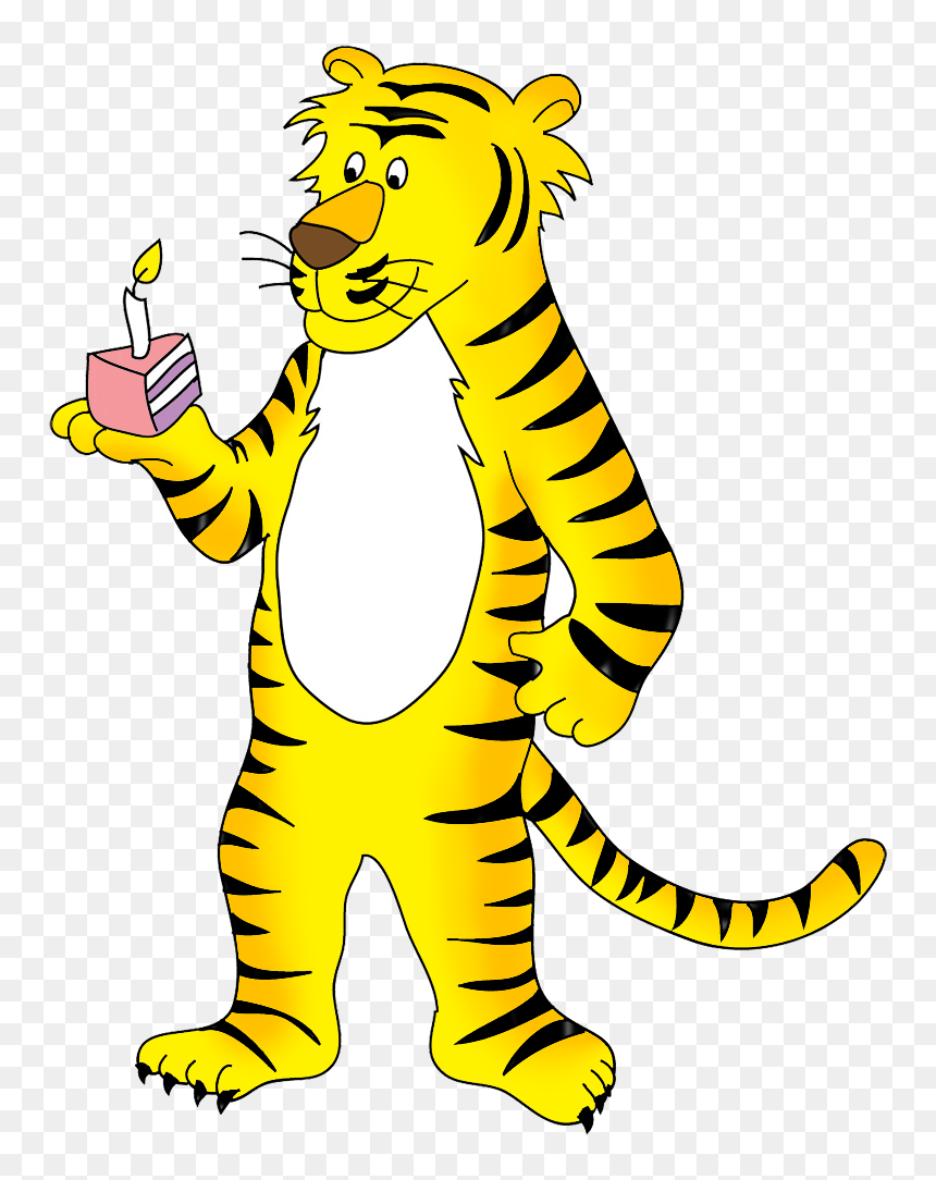 Tiger Clipart With Birthday Cake - Happy Birthday Day Tiger, HD Png Download - birthday cake silhouette png