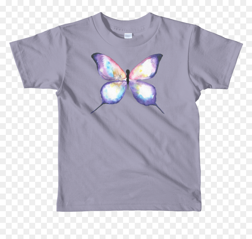 Lilac Watercolor Butterfly Short Sleeve Kids T Shirt - T-shirt, HD Png Download - watercolor butterfly png