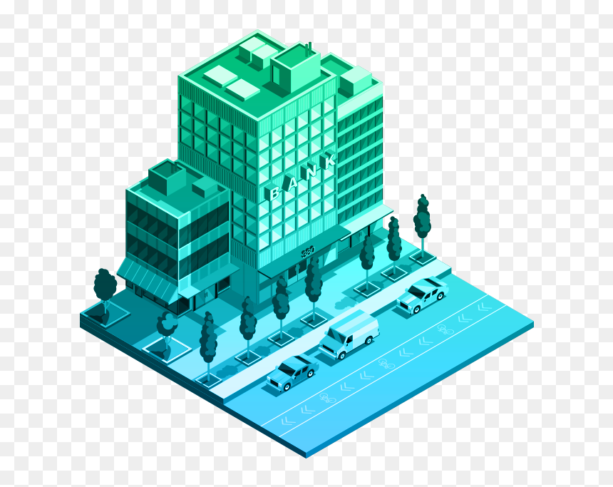 Illustration Of Bank Building With Blue To Green Gradient - Gis In Banking, HD Png Download - green gradient png
