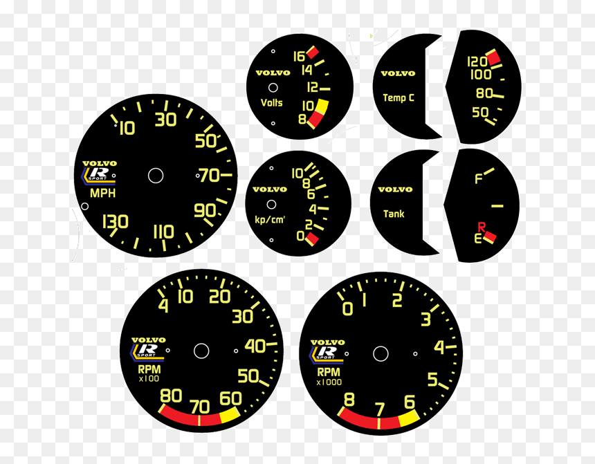 Logos On Speedo And Tach, Volvo On Small Gauges - Circle, HD Png Download - speedo png