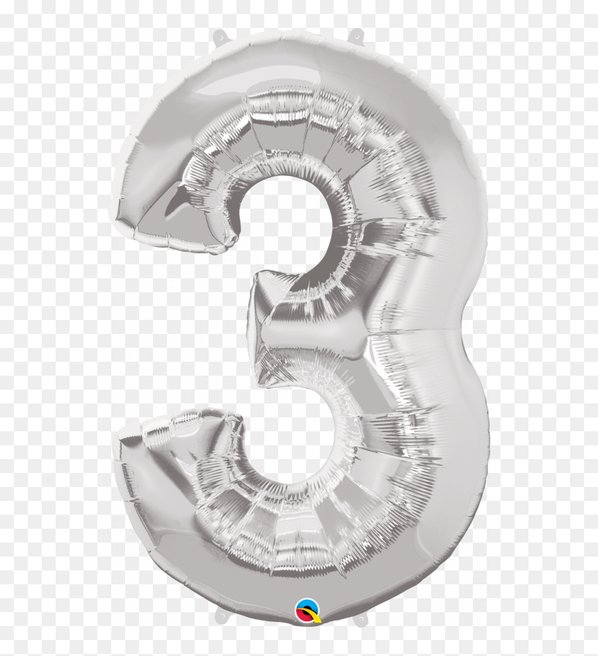 Gold Number 3 Balloon Png, Transparent Png - silver balloon png
