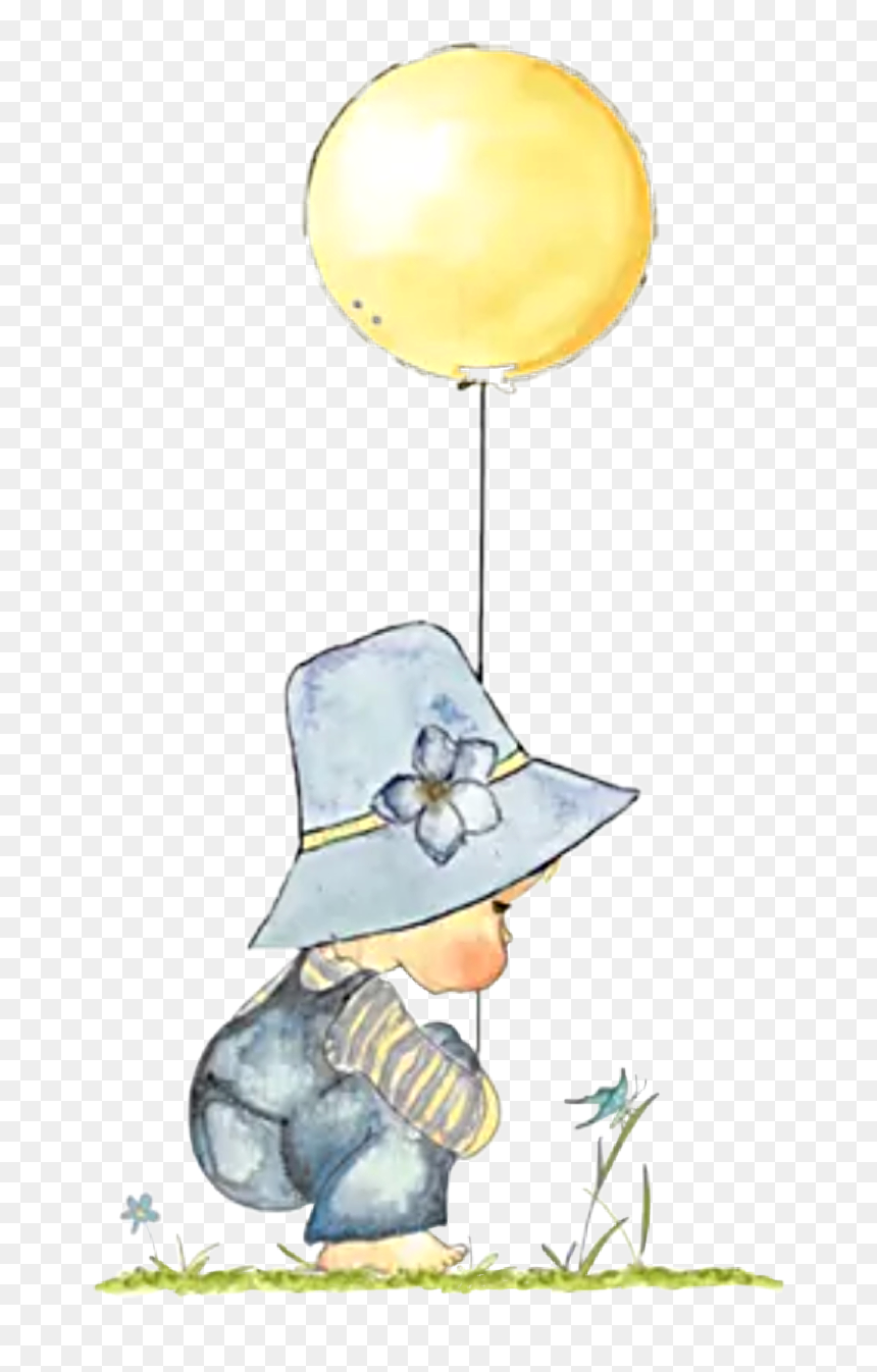 #watercolor #girl #toddler #birthday #hat #balloon - Illustration, HD Png Download - watercolor butterfly png