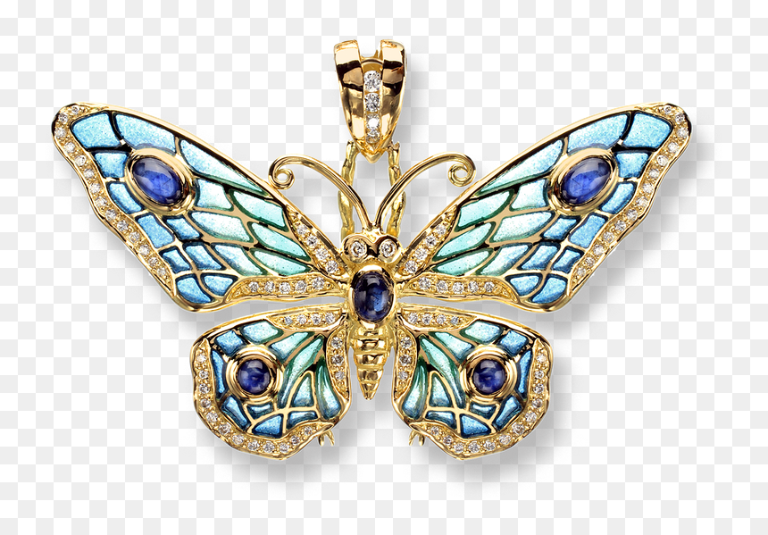 Nicole Barr Designs 18 Karat Gold Butterfly Necklace-blue - Necklace, HD Png Download - blue diamonds png