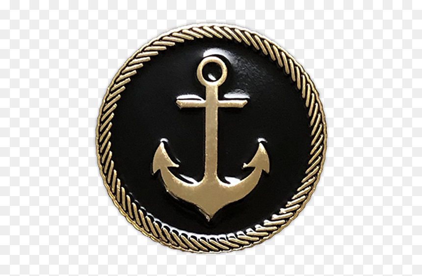 Anchor Badge Gold Enamel Pin - Emblem, HD Png Download - gold anchor png