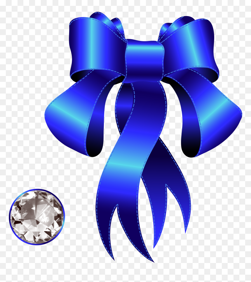 Blue Decorative Bow With Diamond Png Clipart - Background Ribbon Invitation Card, Transparent Png - blue diamonds png