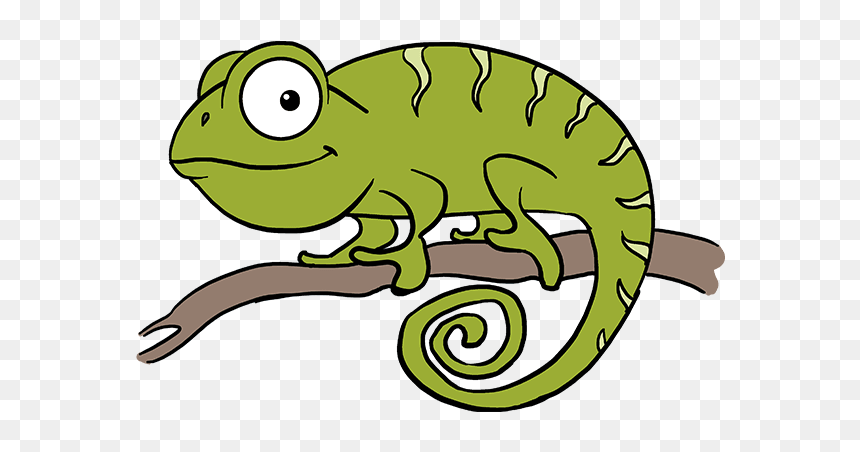 How To Draw Chameleon - Draw A Chameleon Step By Step, HD Png Download - lizard tongue png
