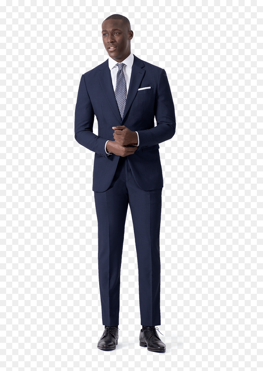 Blue 100% Wool Wide Lapel Suit With Handkerchief"

	 - Costume Homme Sur Mesure, HD Png Download - business suit png