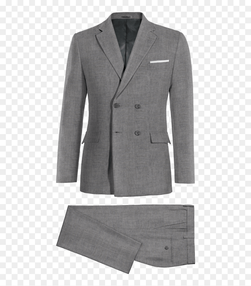 Grey Rustic Linen Double Breasted Suit With A Pocket - Brown Peak Lapel Double Breasted Suit, HD Png Download - business suit png