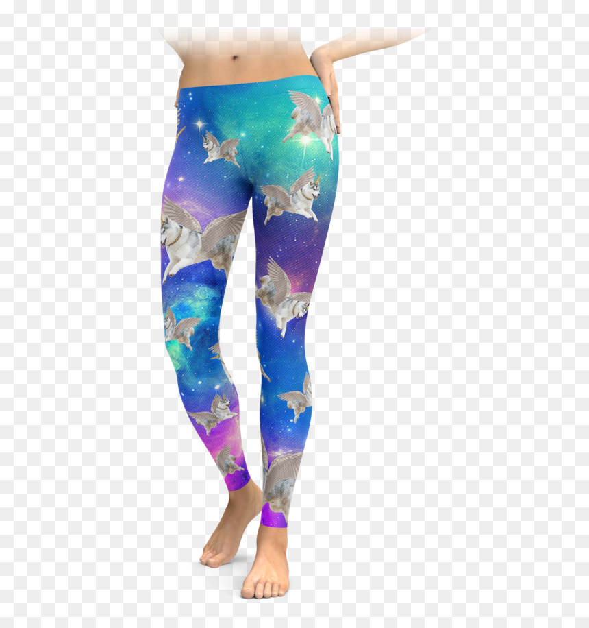 Interstellar Flying Unicorn Husky Leggings - Leggings, HD Png Download - flying unicorn png