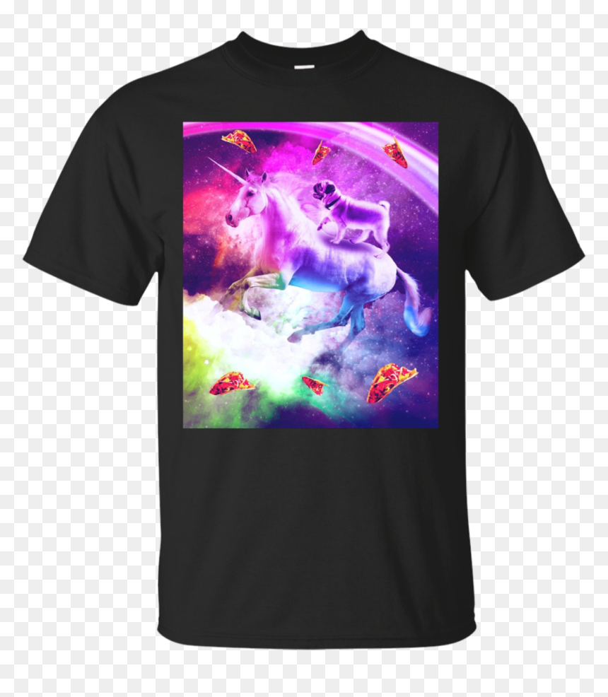 Rainbow Space Pug Riding On Flying Unicorn With Taco - Gucci Logo Mickey Mouse, HD Png Download - flying unicorn png