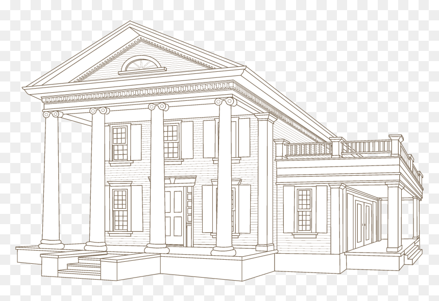 Transparent Revival Png - Draw Greek Revival Architecture, Png Download - greek columns png