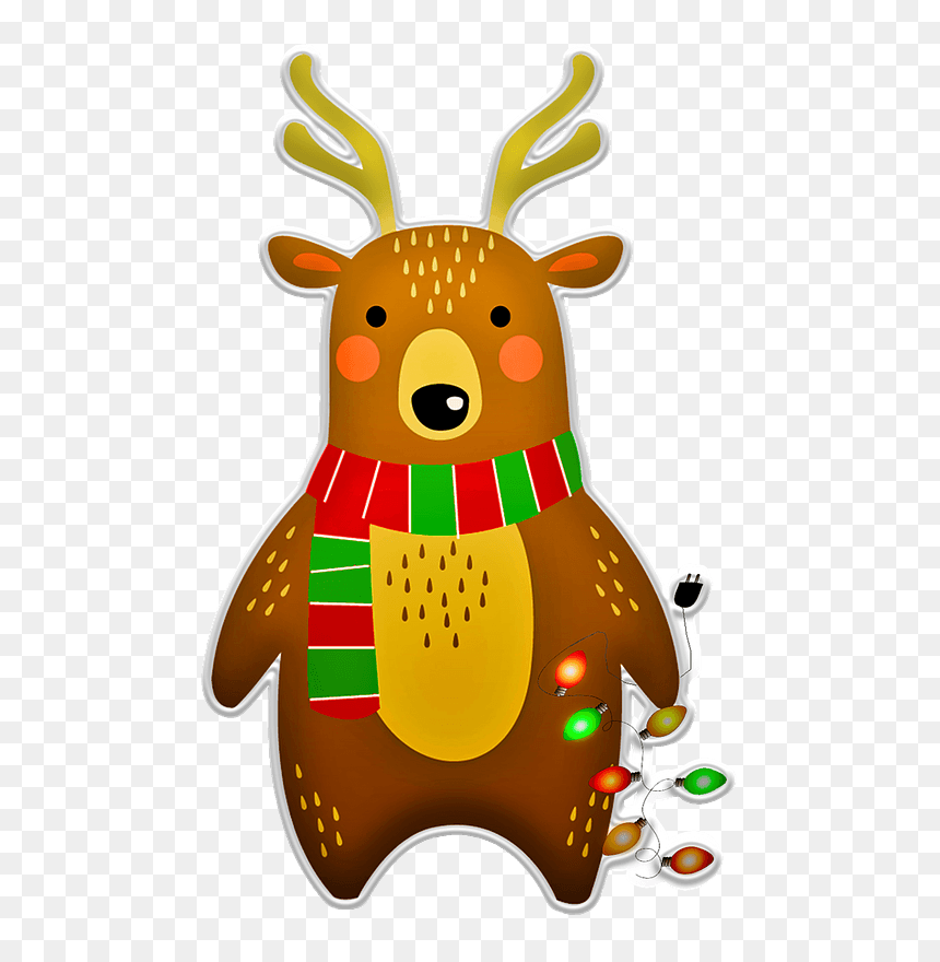Christmas Deer With Garland Clipart - Christmas Day, HD Png Download - christmas deer png
