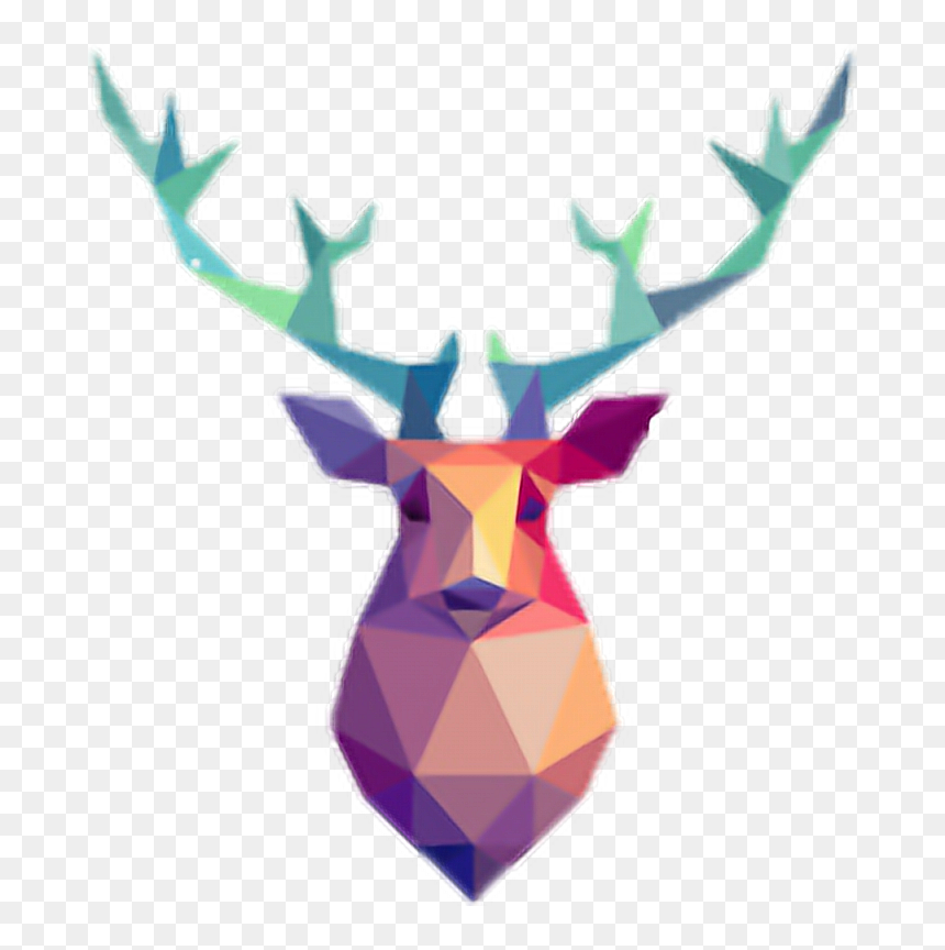 #geometric #deer #christmas - Geometric Deer Transparent, HD Png Download - christmas deer png