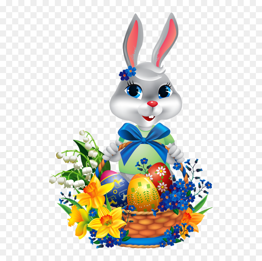 Transparent Easter Bunny Easter Basket Food For Easter - Easter Bunny Happy Easter, HD Png Download - easter egg basket png
