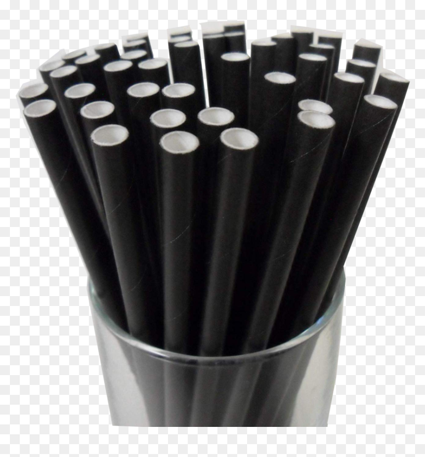 Classic Plain Black Straws - Black Paper Straws 8mm, HD Png Download - drinking straw png