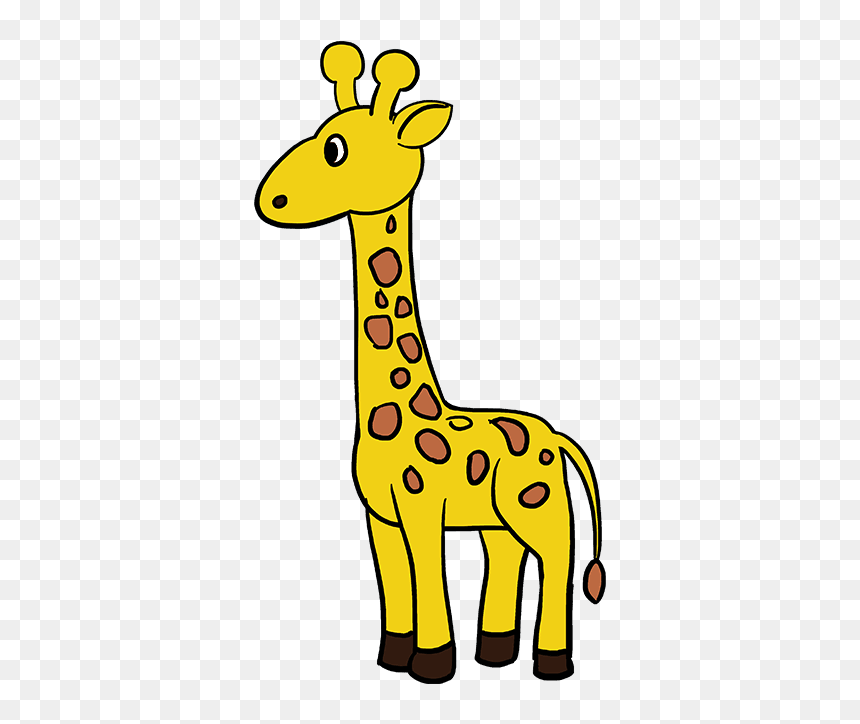 How To Draw A Giraffe - Giraffe Drawing, HD Png Download - giraffe cartoon png