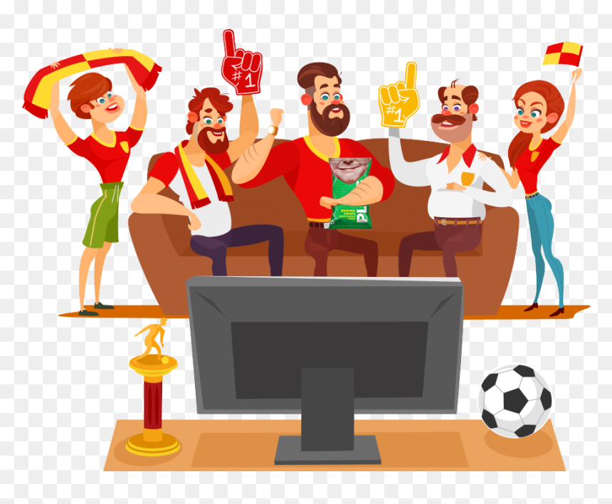 Host A Fifa World Cup Watching Session With Your Friends - Familia Viendo Futbol Animada, HD Png Download - movie vector png
