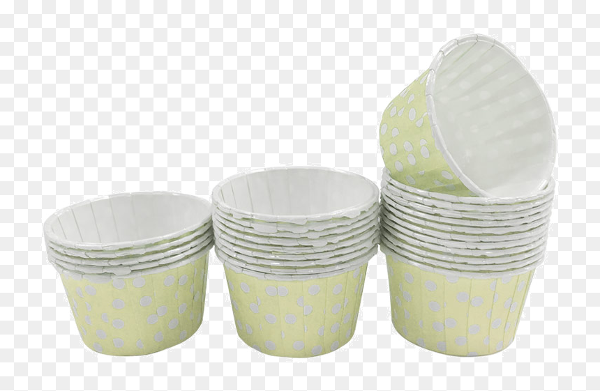Pale Yellow With White Polka Dot Mini Cupcake Paper - Ceramic, HD Png Download - paper cup png