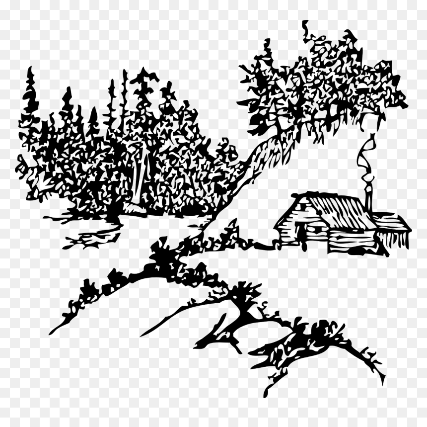 Cabin In The Woods Outline, HD Png Download - outdoors png