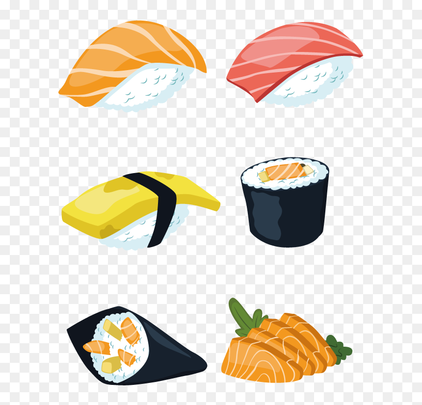 Sushi Japanese Cuisine Sashimi Salmon - Clipart Sushi Png, Transparent Png - sushi clipart png