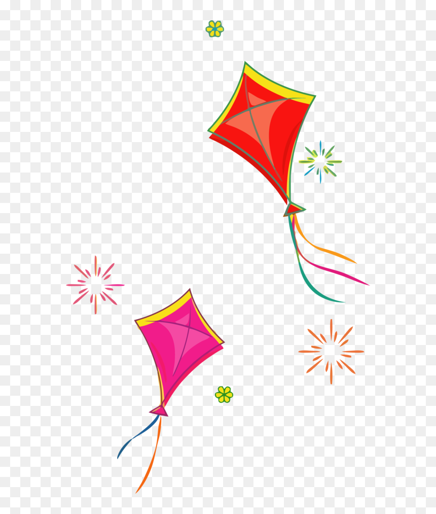 Transparent Makar Sankranti Line Leaf Kite For Happy, HD Png Download - kite clipart png