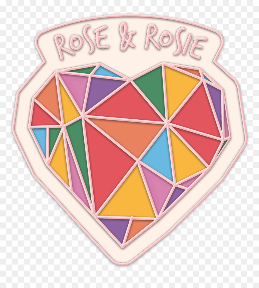 Geometric Rainbow Heart Enamel Pin Badge - Rose And Rosie Logo, HD Png Download - geometric heart png