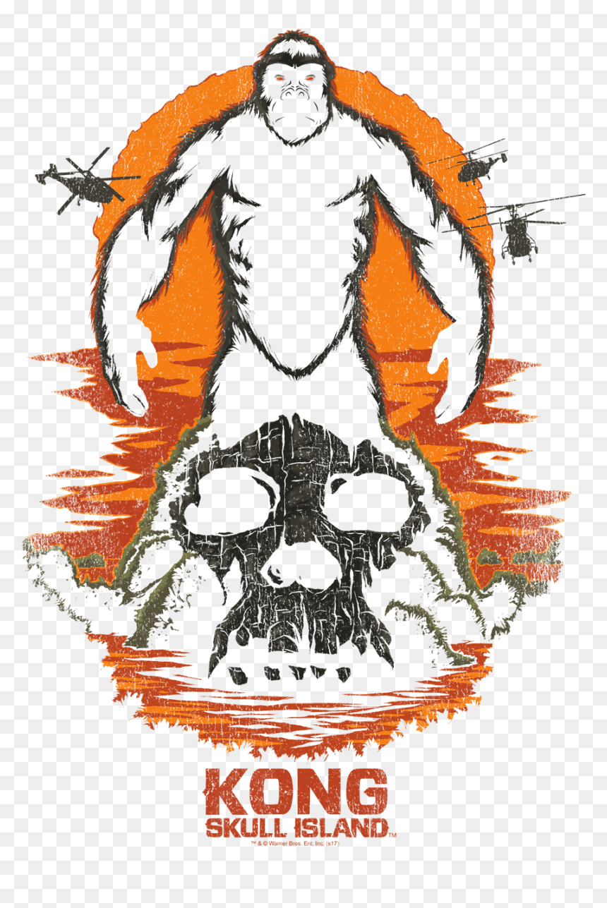 King Kong Kong Silhouette Men"s Heather T-shirt - Portable Network Graphics, HD Png Download - kong skull island png