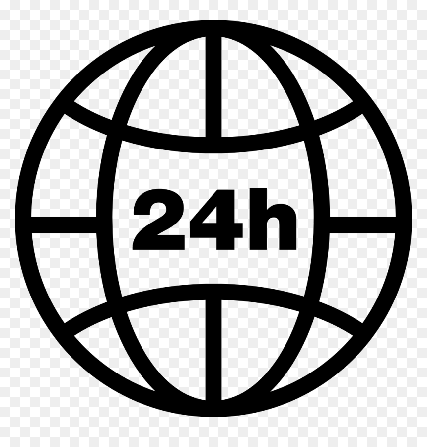 Earth Grid With 24 Hours Symbol - Globe Pictogram, HD Png Download - earth symbol png