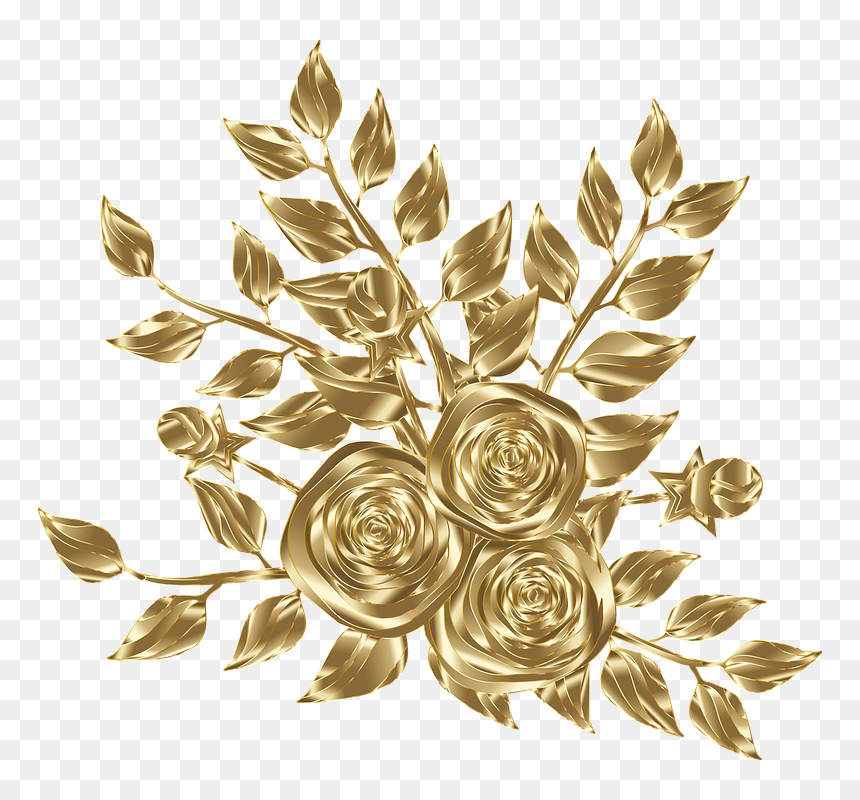 Flower, HD Png Download - gold flowers png