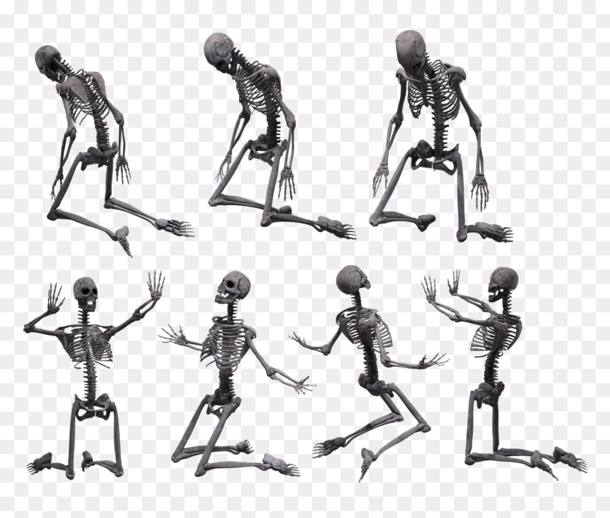 Skeleton Kneeling Drawing, HD Png Download - skeleton hands png