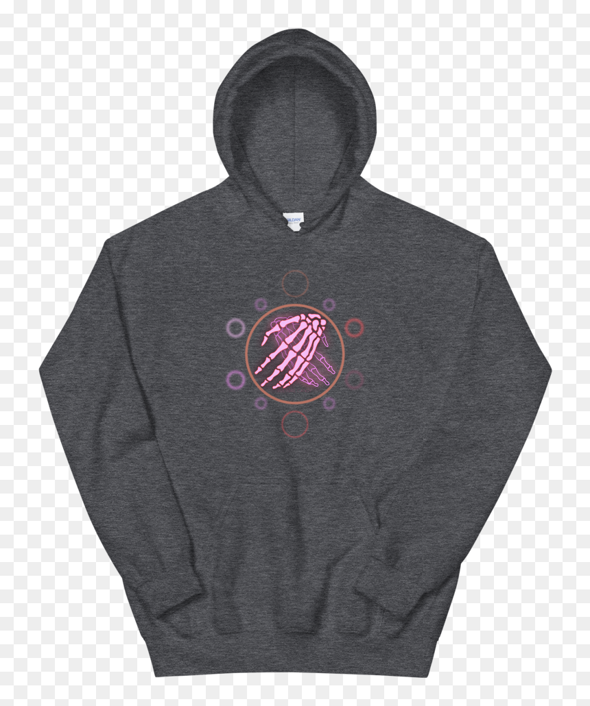 Dark Heather Grey Hoodie With Large Skeleton Hands - Hoodie, HD Png Download - skeleton hands png