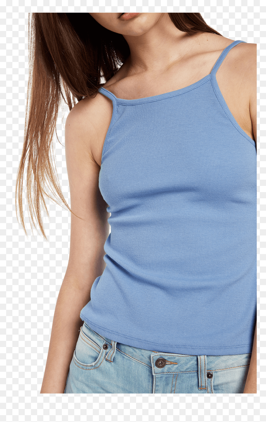 Rib Crop Cami In Colour Blue Bonnet - Girl, HD Png Download - bonnet png