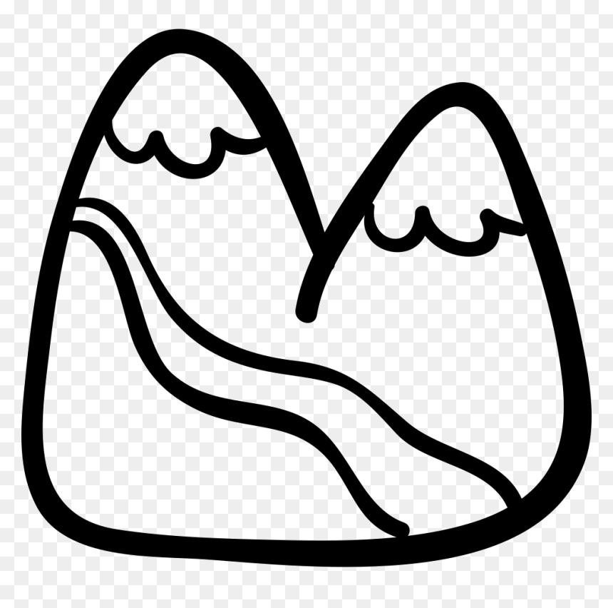 River On Mountains Hand Drawn Natural Place - Mountain River, HD Png Download - river icon png