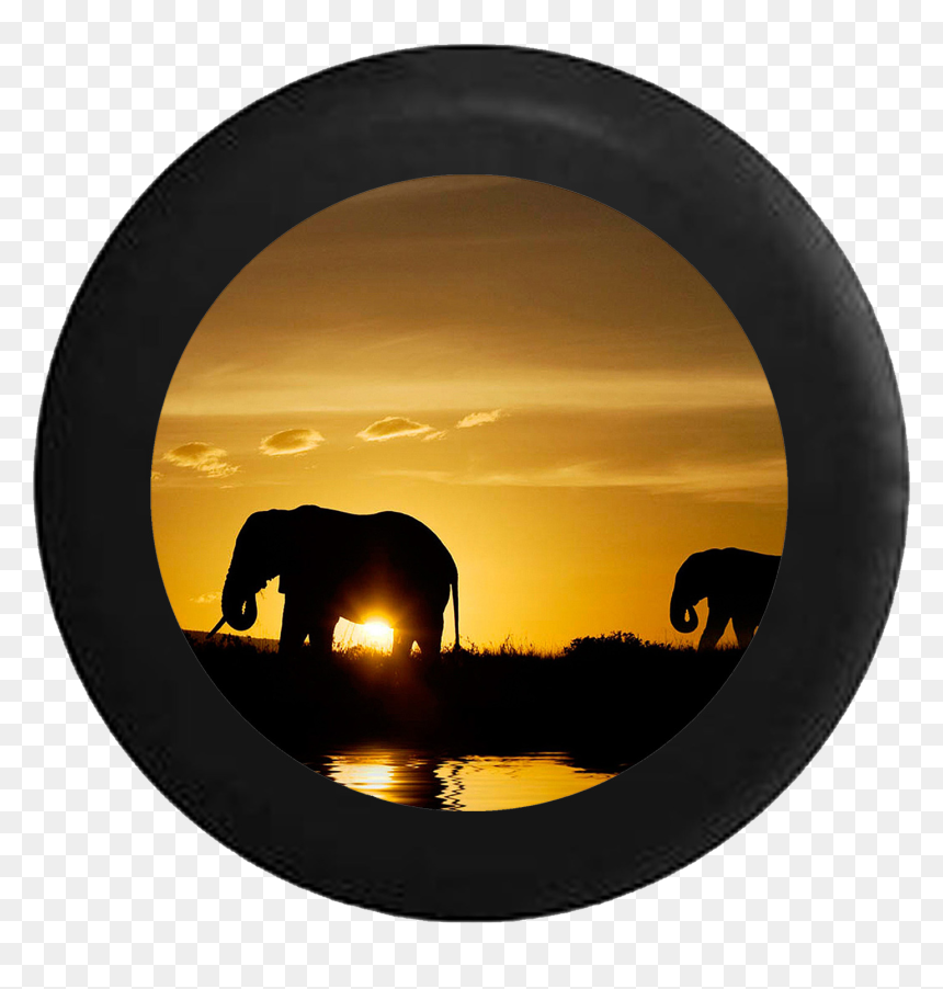 Silhouette Elephants Over The African Sahara Wildlife - Wallpaper, HD Png Download - africa silhouette png
