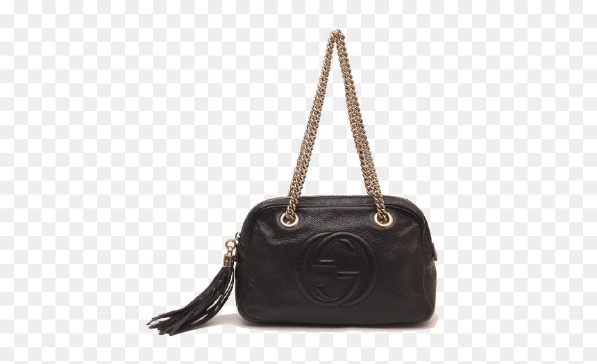 Gucci Soho Double Chain Strap Black Leather Shoulder - Shoulder Bag, HD Png Download - gucci bag png