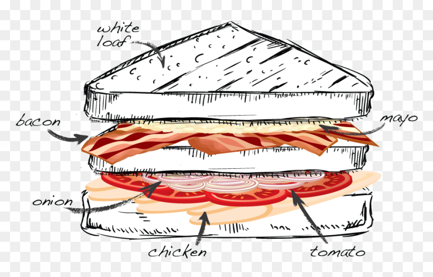 Blt Sandwich Drawing, HD Png Download - club sandwich png