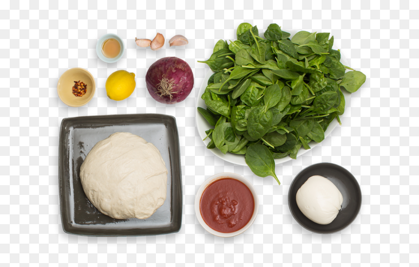 Spinach & Fresh Mozzarella Pizza With Lemon & Chile - Spinach Top View Png, Transparent Png - ingredients png