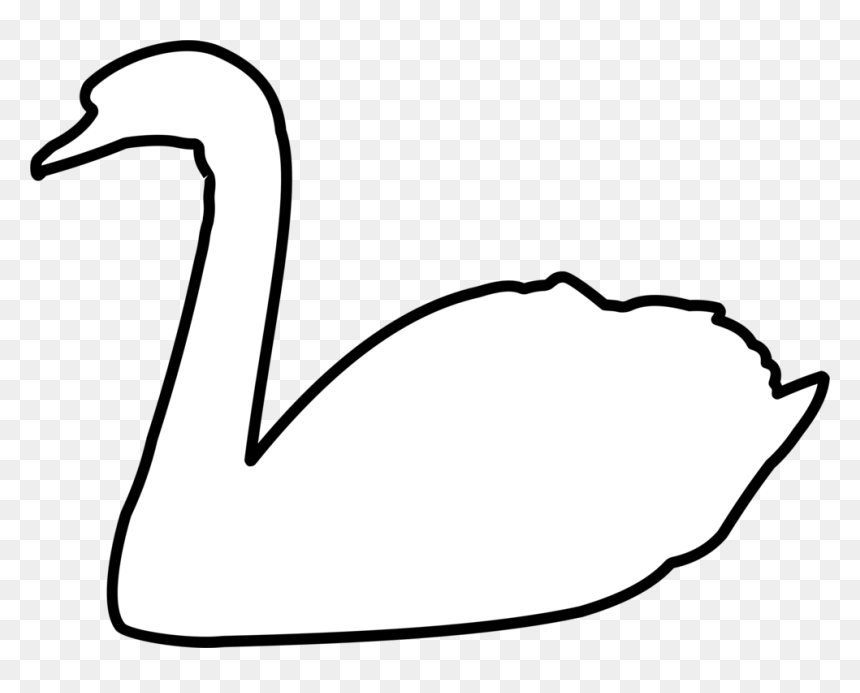 Line Art,water Bird,coloring Book - Swan Black White Clip Art, HD Png Download - swan silhouette png