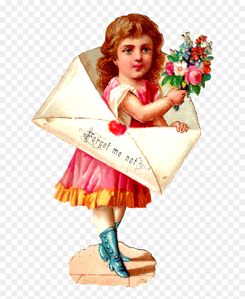 Vintage Girl Clipart - Flower, HD Png Download - vintage girl png