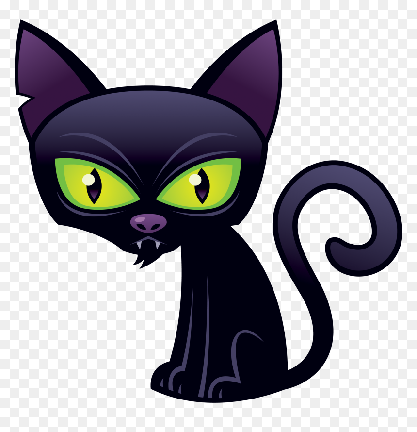 Cartoon Black Cat, HD Png Download - cat ear png