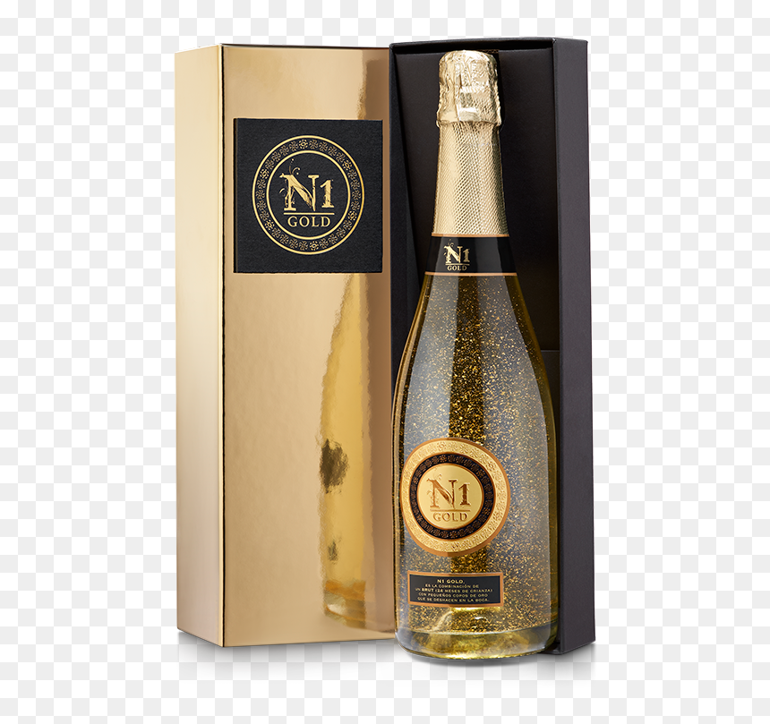 N1 Gold - Glass Bottle, HD Png Download - gold champagne bottle png