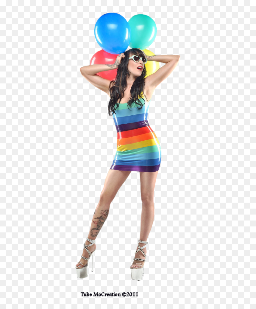Thumb Image - Rainbow Latex Dress, HD Png Download - tubes femmes png