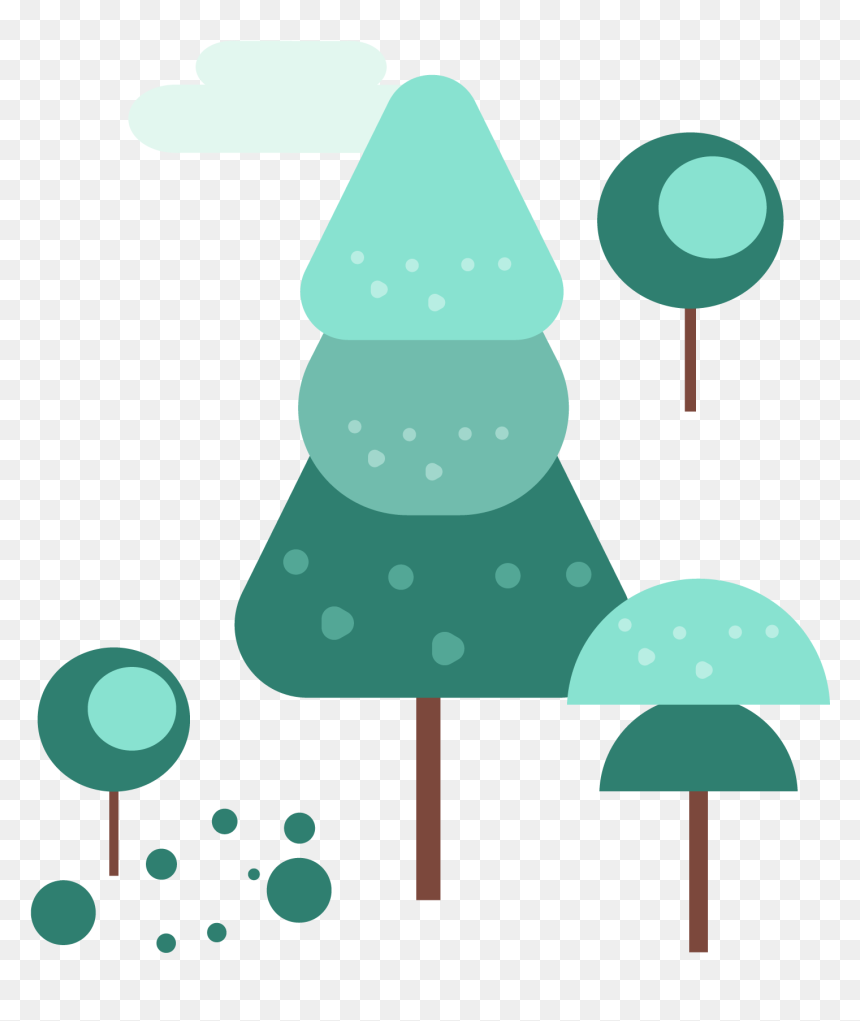 Winter Elements Trees Light Green Clouds Png And Vector - Illustration, Transparent Png - clouds vector png