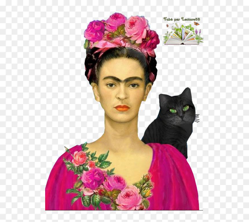 Tubes Femmes Frida Kahlo - Frida Kahlo With Black Cat, HD Png Download - tubes femmes png
