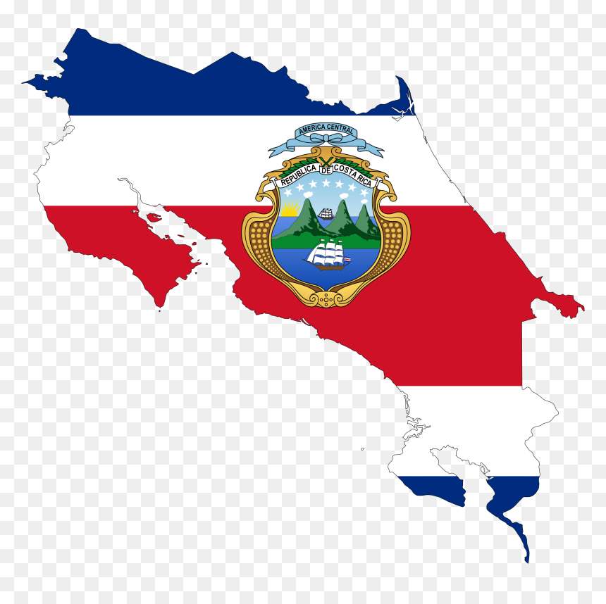Clipart - Costa Rica Map Flag, HD Png Download - bolivia flag png