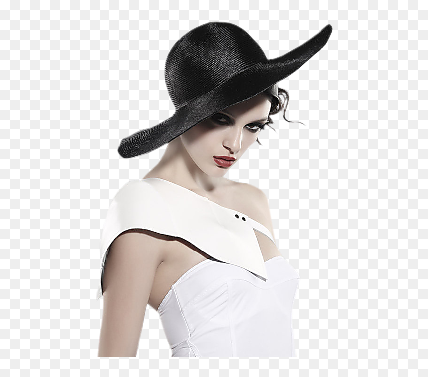 Mujer Con Sombrero Blanco Png, Transparent Png - tubes femmes png