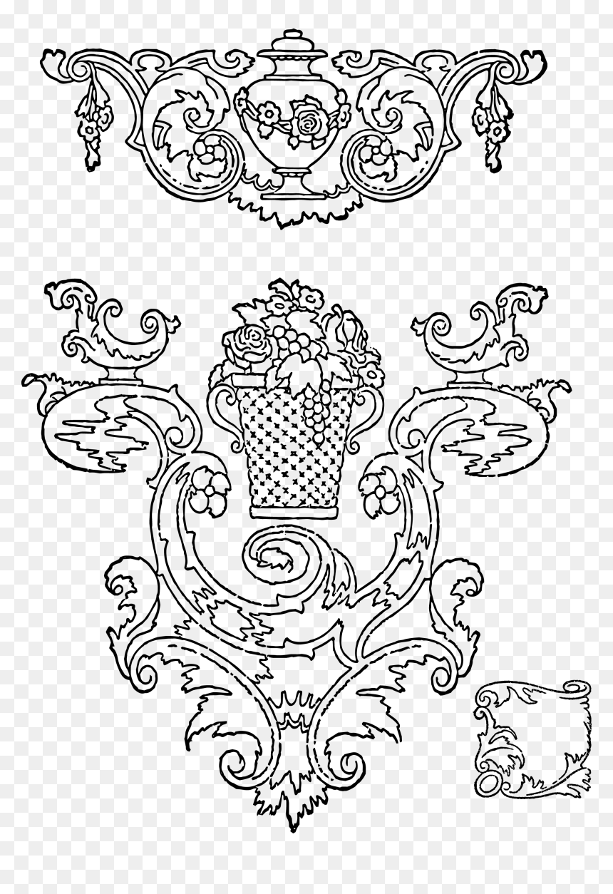 Transparent Vintage Ornaments Png - Drawing Rococo, Png Download - vintage ornament png